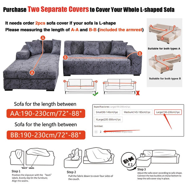 Slipcovers 2 Seater Sofa Cover Solid Gray Style Protection For Living Room Chair Slipcover