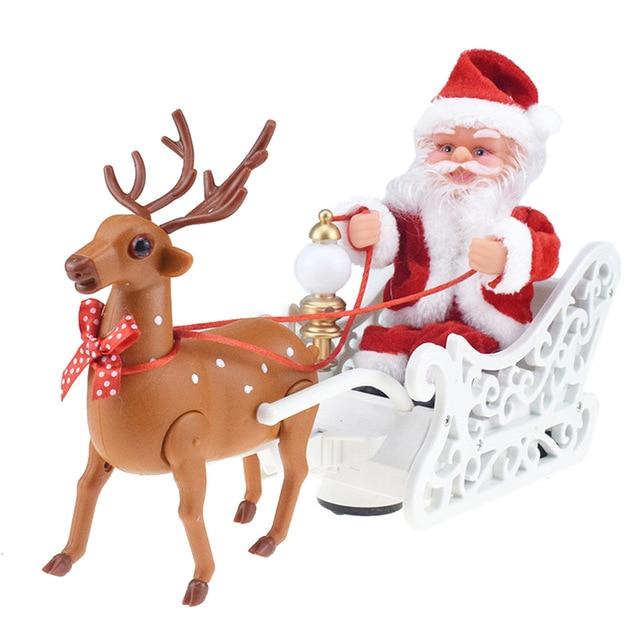 Seasonal Decorations Moving Musical Reindeer And Santa In Sleigh Or Chimney Christmas Toy