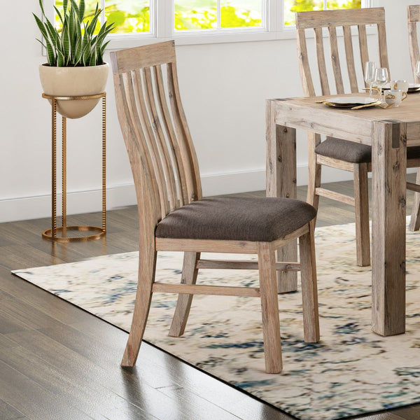 Dining Chairs 2X Wooden Frame Leatherette In Solid Acacia & Veneer Oak Colour