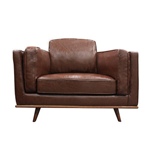 Sofas, Armchairs & Couches Single Seater Armchair Faux Leather Sofa Modern Lounge Accent Chair In Brown With Wooden Frame