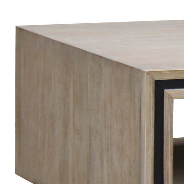 Coffee Tables Coffee Table Solid Wood Acacia & Veneer Frame 2 Drawers Storage Sliver Brush Colour