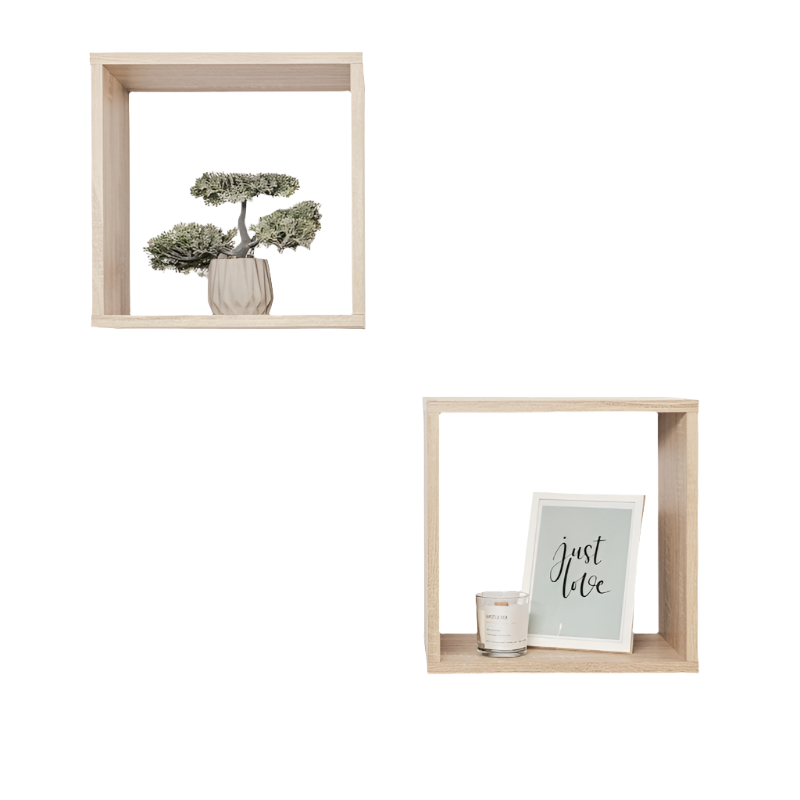 Hanging Shelves Bergen Cube Twin Pack (Oak)