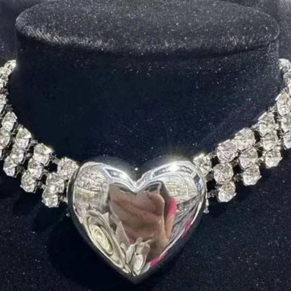 Necklaces & Pendants Fashionable Multi Layer Heart Crystal Inlaid Necklace Luxury Choker Jewelry