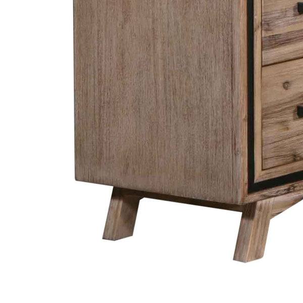 Dressers & Chests of Drawers Tallboy With 5 Storage Drawers Solid Acacia Wooden Frame In Silver Brush Colour