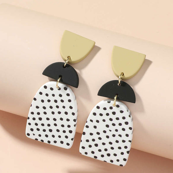 Shapes And Spots Dotty Black White Print Earrings