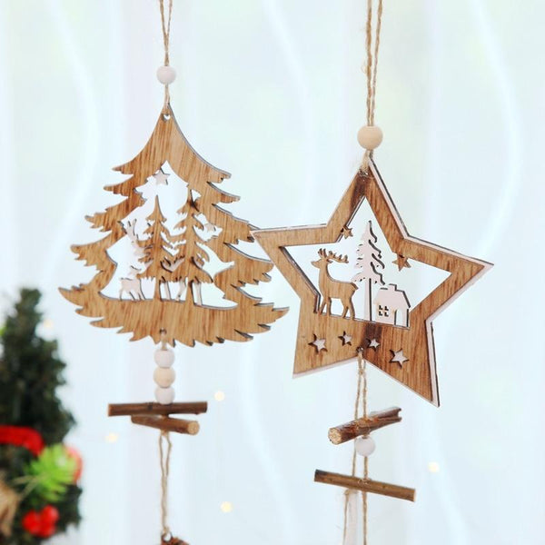 Seasonal Decorations Wooden Christmas Ornaments Pine Cone Pendant Decorations