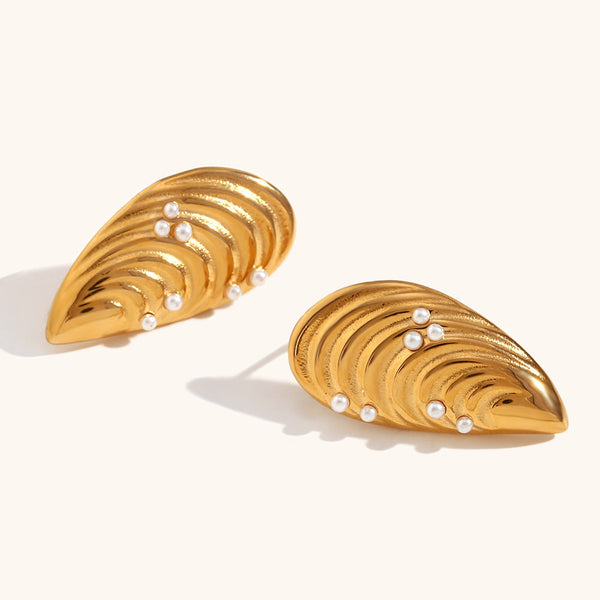 Earrings Shell Mussel Stainless Steel 18K Gold Plated Fashion Jewelry