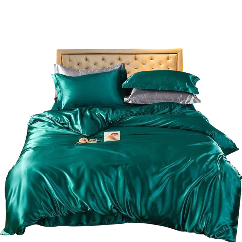 Quilt Covers Beddings Green Us King Size 3 Pcs Satin Duvet Cover Set Polyester