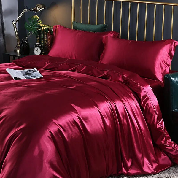 Quilt Covers Beddings Magenta Au Queen Size Satin Duvet Cover Set Luxury Polyester