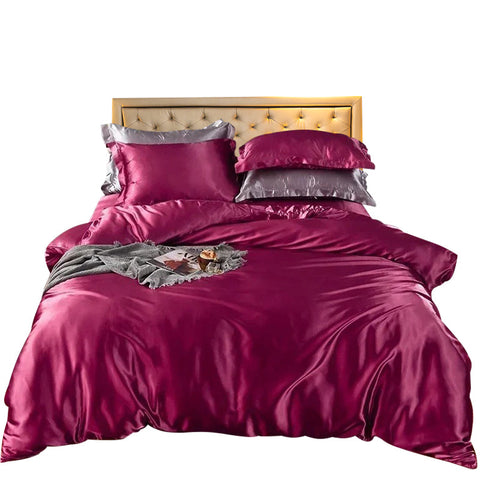 Quilt Covers Beddings Magenta 140 By 210 Centimetre Two Piece High End Satin Duvet Cover Set