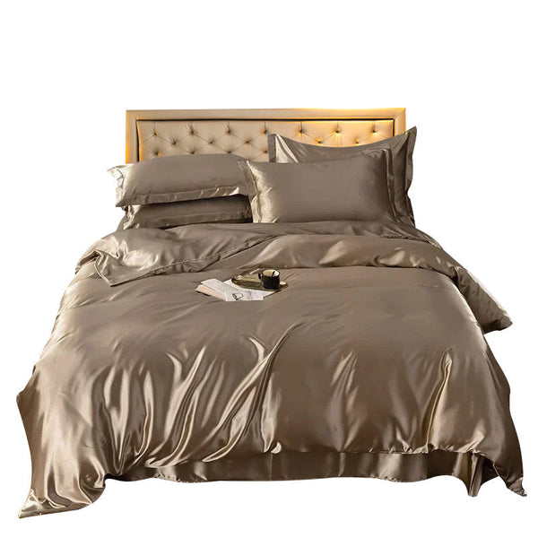 Quilt Covers Beddings Tan Brown Us Full Size 3 Pieces Satin Smooth Duvet Cover Set