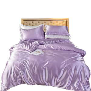 Quilt Covers Beddings Lilac Au Queen Size 3 Pieces Satin Smooth Duvet Cover Set Polyester