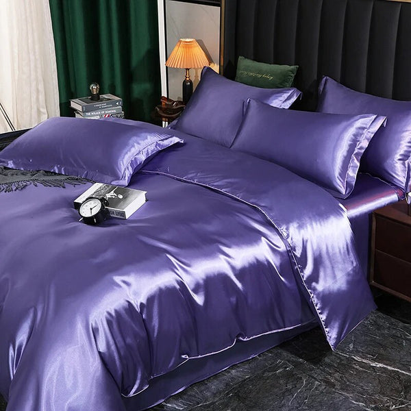 Quilt Covers Beddings Lilac Au Single Size Satin Smooth Duvet Cover Set Polyester