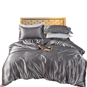 Quilt Covers Beddings Gray Us Twin Size Satin Smooth Duvet Cover Set Polyester