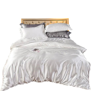 Quilt Covers Beddings White Us Full Size 3 Pcs Satin Duvet Cover Set Polyester