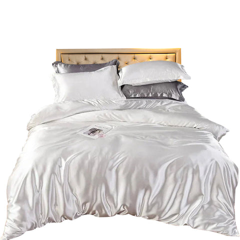 Quilt Covers Beddings White Us Twin Size Satin Duvet Cover Set Polyester Soft