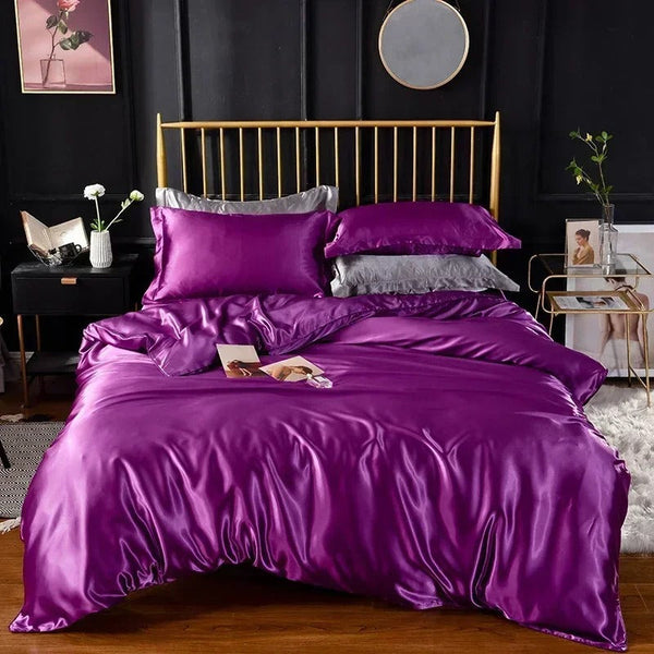 Quilt Covers Beddings Indigo Us Twin Size Satin Smooth Duvet Cover Set Luxury Polyester