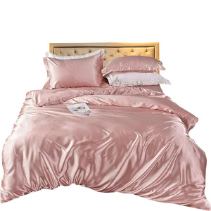 Quilt Covers Beddings Light Pink Eu Single Size Two Pieces Satin Smooth Duvet Cover Set