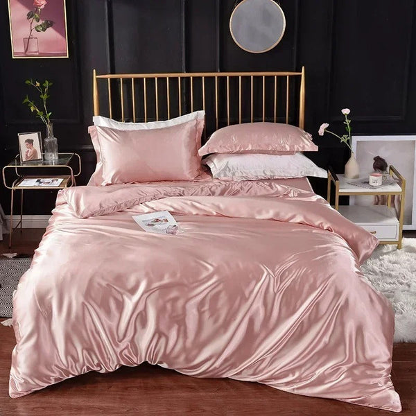 Quilt Covers Beddings Light Pink Au Eu King Size 3 Piece Satin Smooth Duvet Cover Set