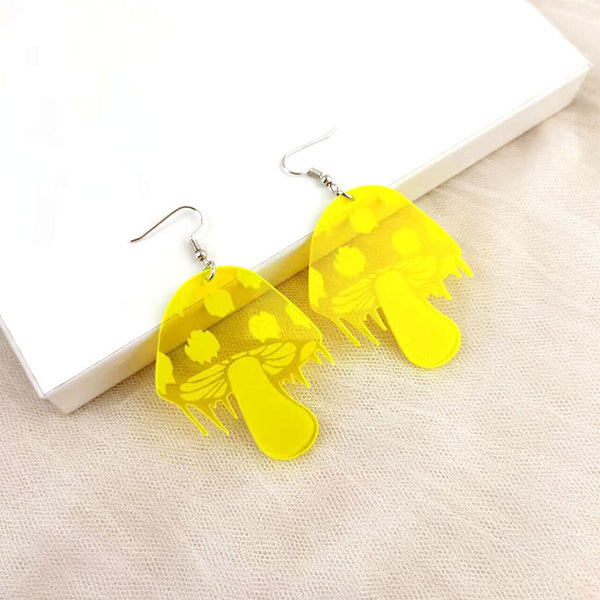 Dressing Tables Cute Unique Acrylic Fluorescent Small Mushroom Earrings Women