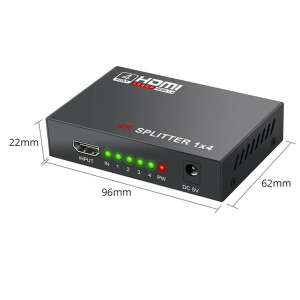 1 In 4 Out Hdmi Splitter X 1.4 Converter Amplifier Hdcp 4K 1080P Dual Display For Hdtv Dvd Ps3 Xbox