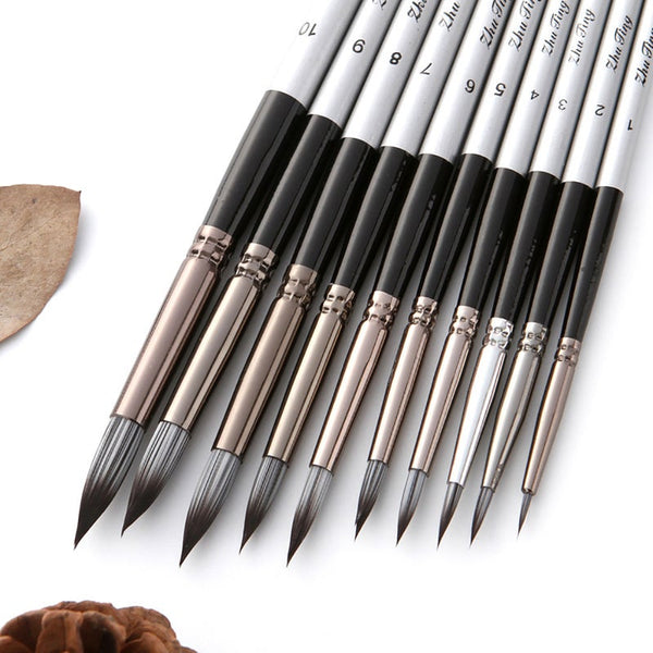 Artists Brushes 10 Artist Watercolor Painting Brushes Oil Acrylic Flat Tip Kit Pen Brochas Drawing Supplies Hand