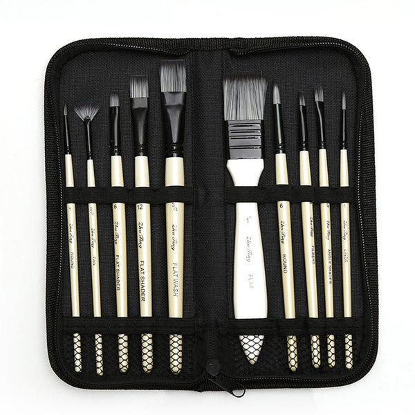 Artists Brushes 10Pcs Art Paint Brushes Set Includes Carrying Case For Kids Artists Children