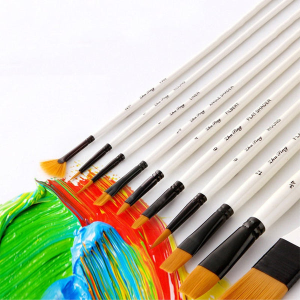 Artists Brushes 10Pcs/Set Nylon Hair Painting Brush With Canvas Bag And Brushes Art Supplies