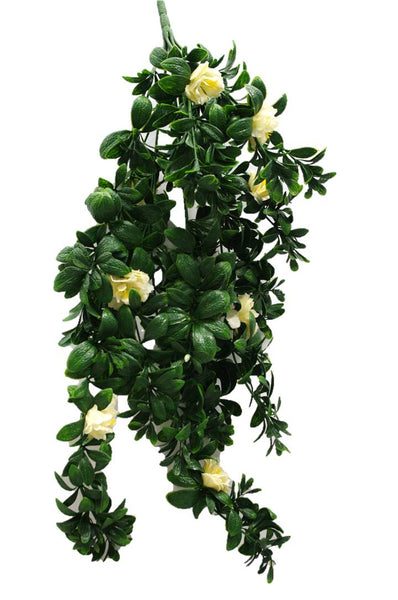 Artificial Plants Hanging White Rose Stem Uv 85Cm