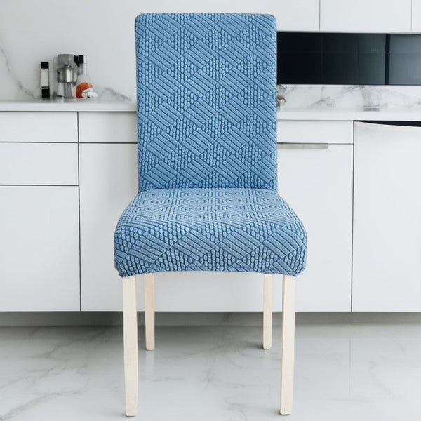 Slipcovers Chair Cover Blue Checkered Line Design Anti Dirt Elastic Material