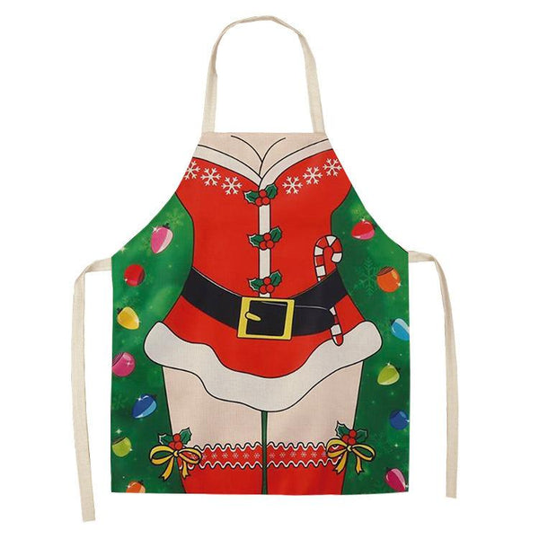 Aprons Christmas Santa Claus Kitchen Home Apron Linen Polyester Cartoon