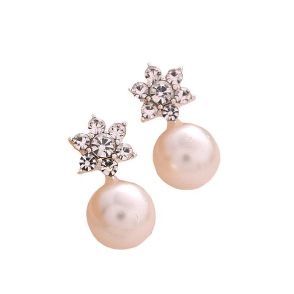 Earrings Ladies Creative Pearl Snowflake Alloy Stud Fashion Jewellery For Women