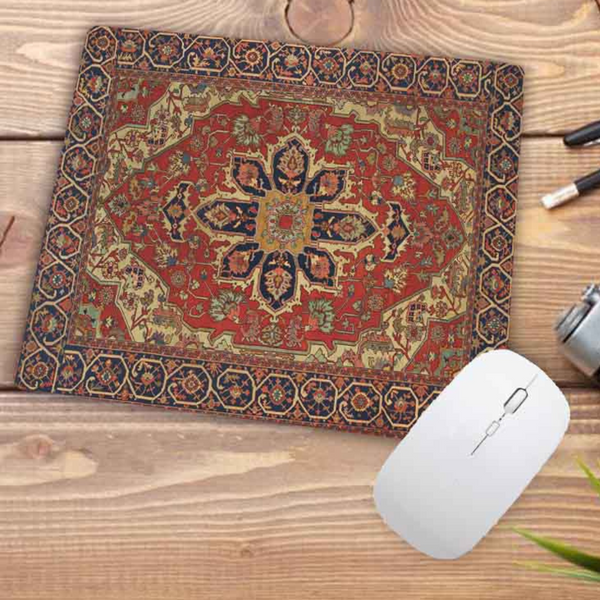 Desk Mats Mouse Pad Yellow Red 22X18cm Persian Tribal Carpet Non Slip Mat For Desk Use