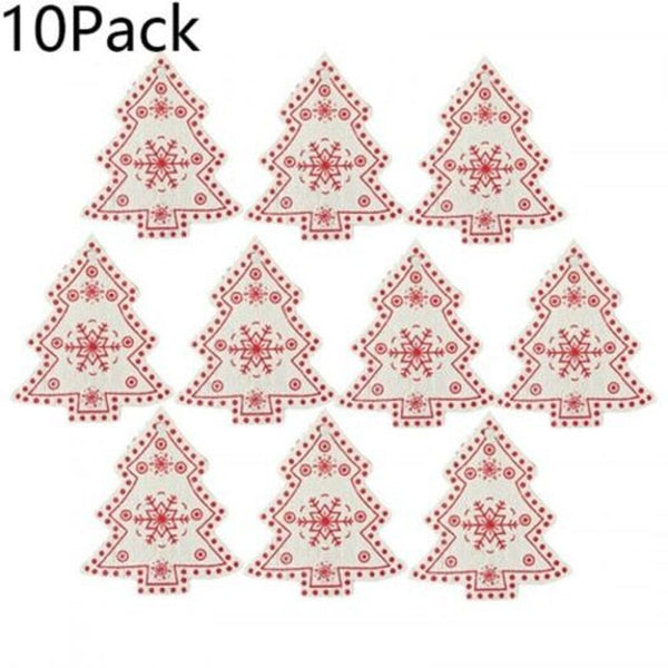 Seasonal Decorations 10Pcs Diy Christmas Tree Wooden Hanging Decorations