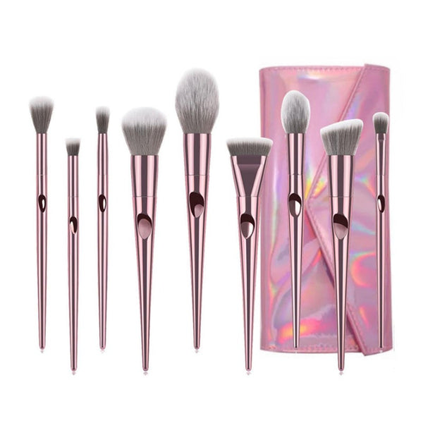 Brushes 10Pcs Long Pole Thumbprint Cosmetic Suit Professional