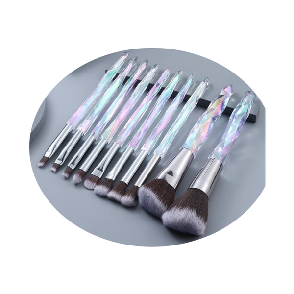 Brushes 10 Pieces Crystal Pro Makeup Set Beauty Tools Luxurious Premium Synthetic