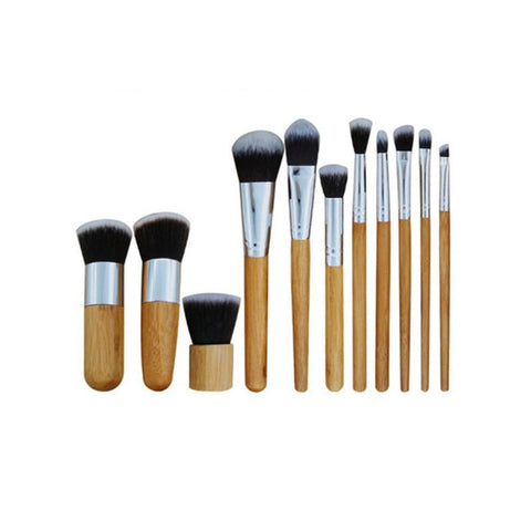 11 Piece Bamboo Handle Makeup Brush Eyeshadow Foundation Concealer Color