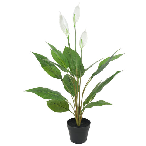 Artificial Plants Artificial Flowering White Peace Lily / Calla 95Cm