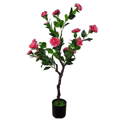 Artificial Plants Flowering Natural Pink Artificial Camellia Tree 100Cm