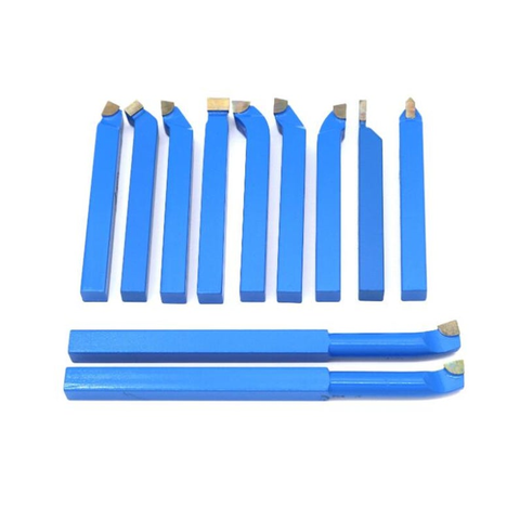 Other Metalworking Supplies 11Pcs Brazed Carbide Tipped Lathe Turning Tool Set Shank Mini Bit