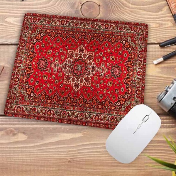 Desk Mats Mouse Pad Red 22X18cm Persian Tribal Carpet Non Slip Mat For Desk And Office Use