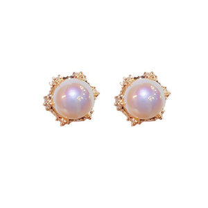 Earrings Small And Exquisite Retro Macbeth Pearl Zircon Made From Copper