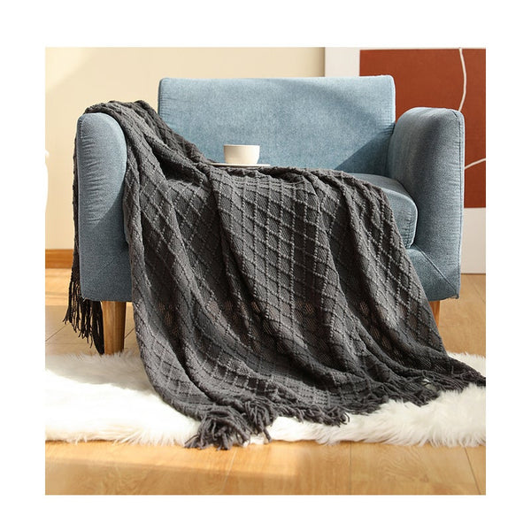 Blankets 127Cm X 152Cm Warm Cozy Knitted Throw Blanket Dark Grey