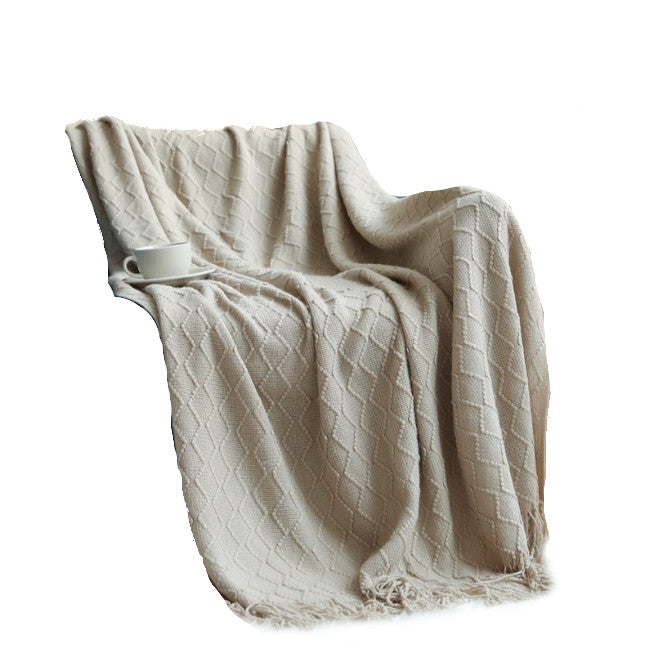 Blankets 127Cm X 152Cm Warm Cozy Knitted Throw Blanket Beige