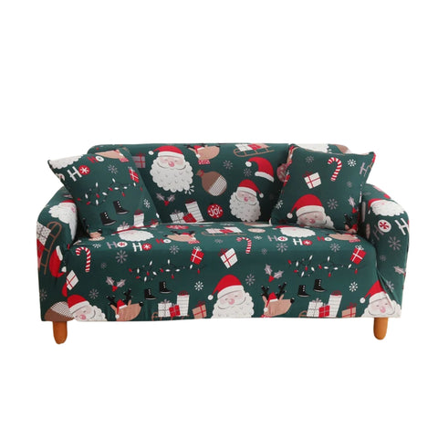 Slipcovers Sofa Cover Green Christmas Santa Claus Design Non Slip Stretchable Slipcover