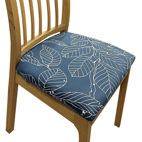 Slipcovers Chair Cover Dark Blue Big Leaf Print Stretch Seat For Home Dinning Kitchen