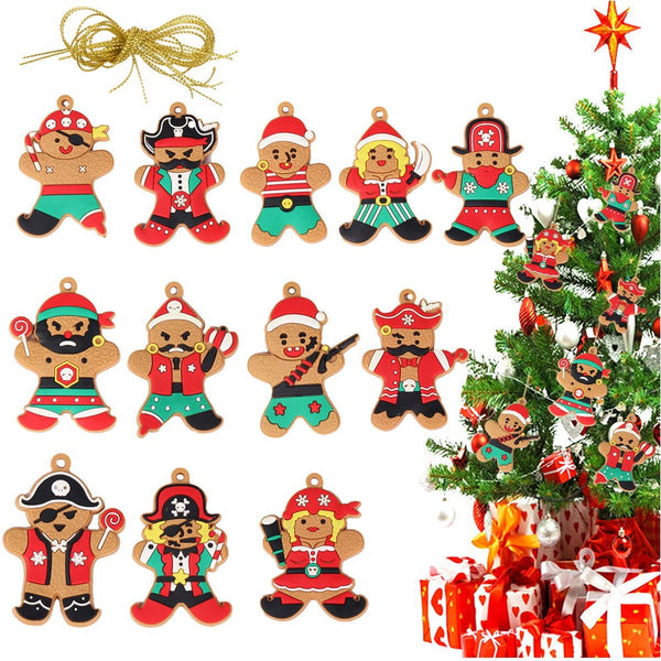 Seasonal Decorations 12Pcs Gingerbread Man Christmas Tree Hanging Pendants Decorations