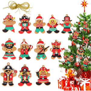 Seasonal Decorations 12Pcs Gingerbread Man Christmas Tree Hanging Pendants Decorations