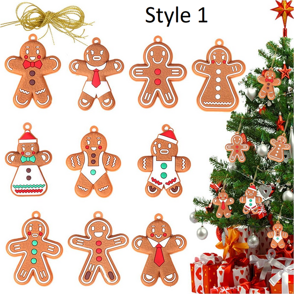 Seasonal Decorations 12Pcs Gingerbread Man Christmas Tree Hanging Pendants Decorations