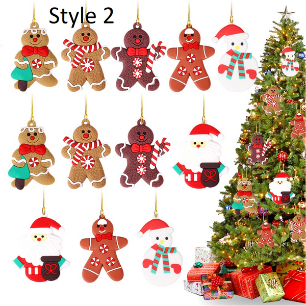 Seasonal Decorations 12Pcs Gingerbread Man Christmas Tree Hanging Pendants Decorations